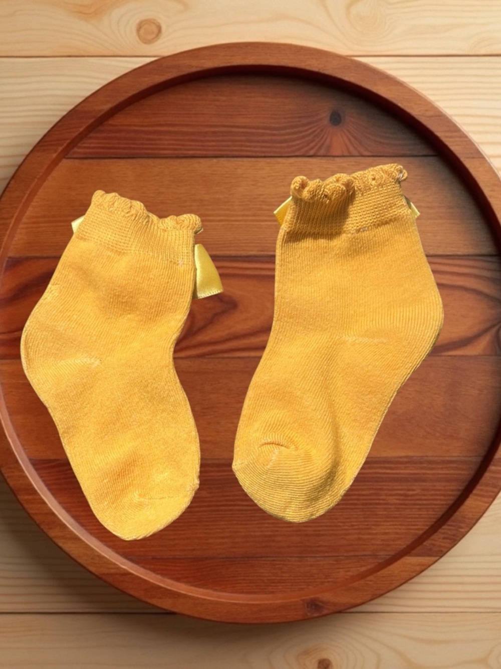 Yellow Bow Baby Socks - Ruffled Anklet - Picture 8 of 8